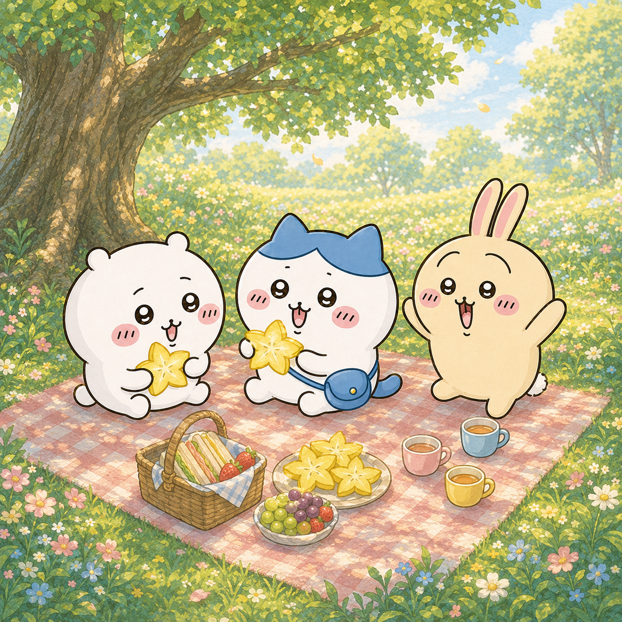 Picnic with friends and star fruit
