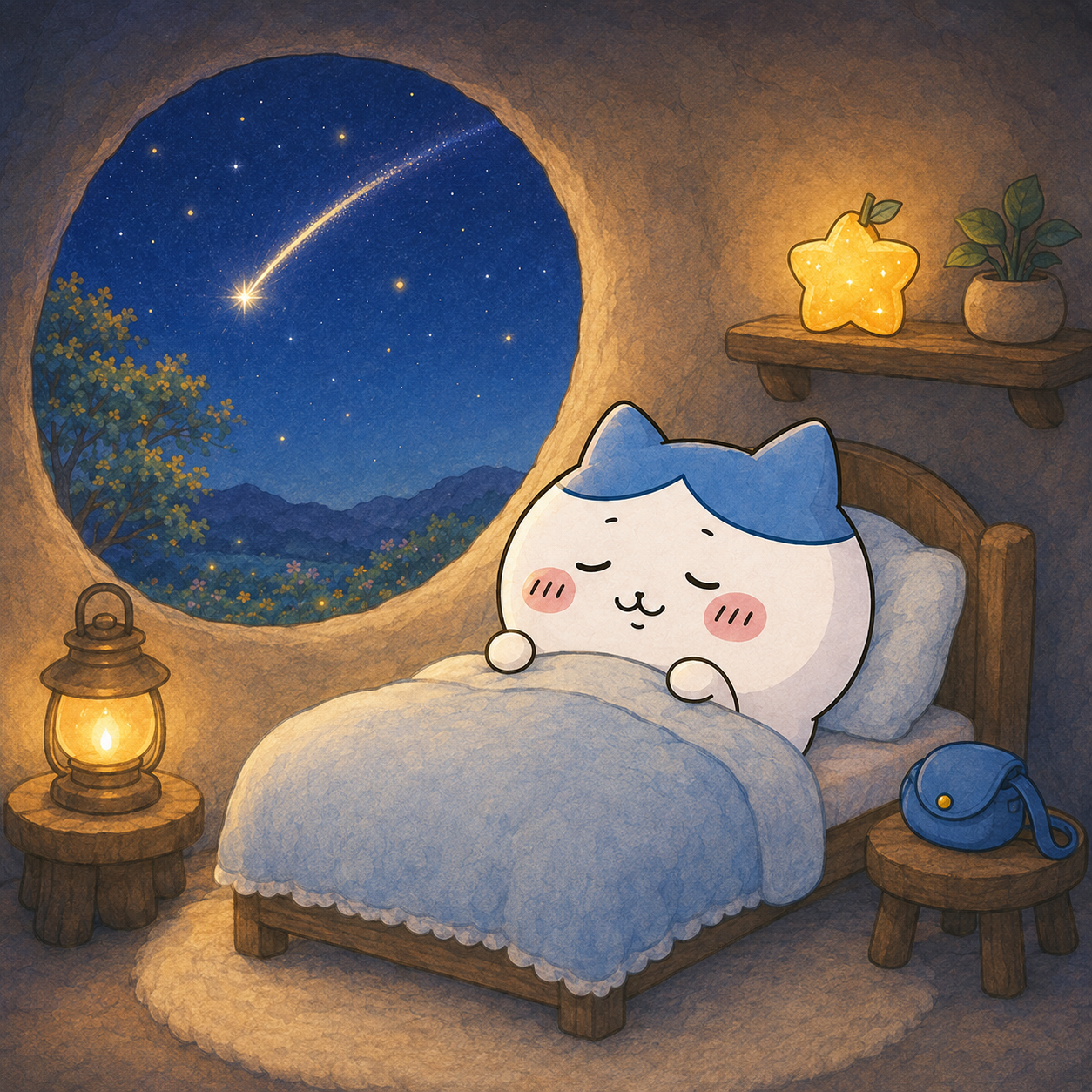 Hachiware sleeping under the stars